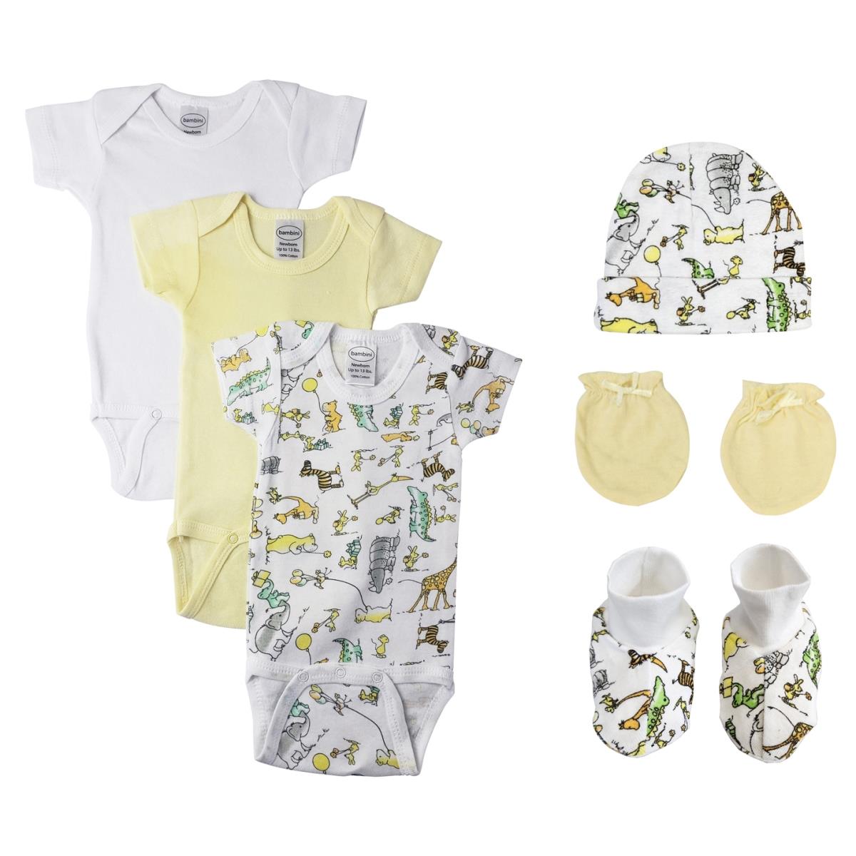 NC-0428M Unisex Baby 6 Piece Bodysuits, White - Medium