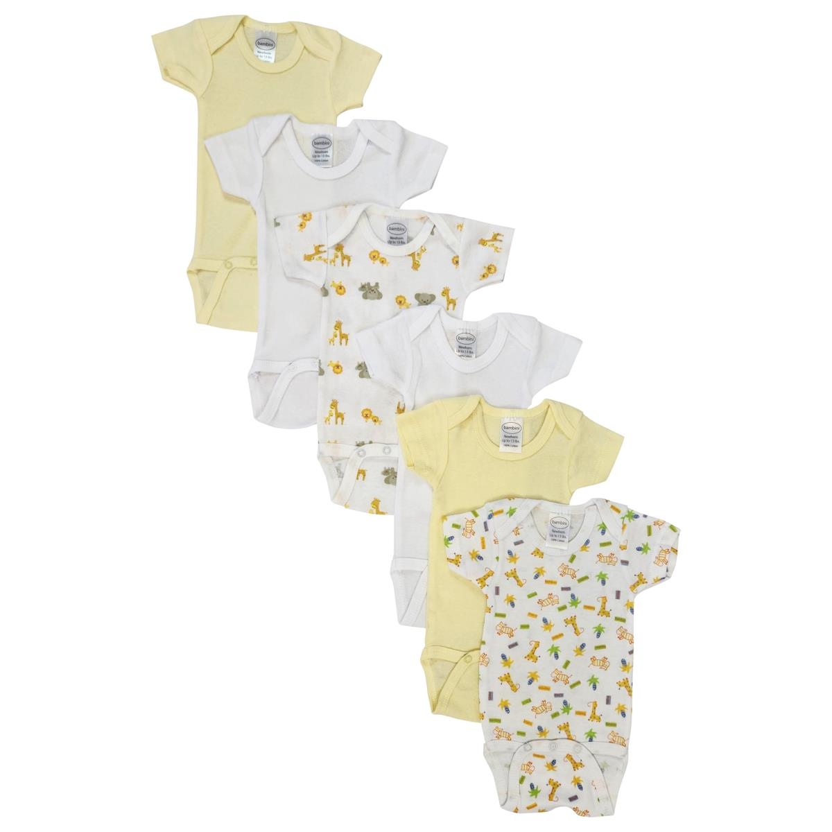 NC-0431L Unisex Baby 6 Piece Bodysuits, White - Large