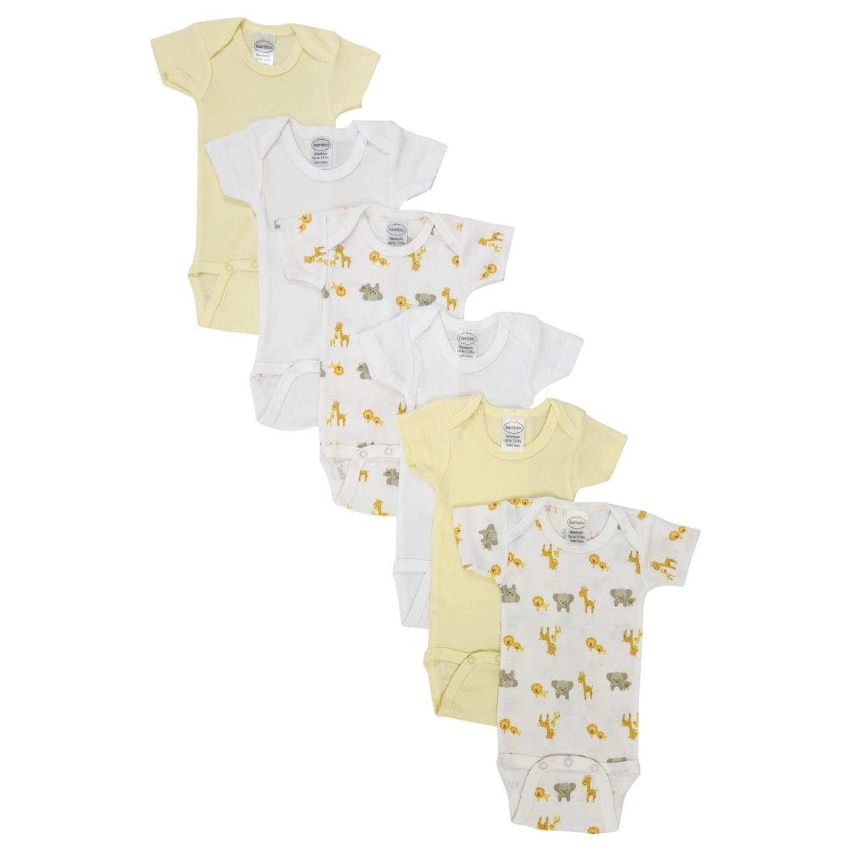 NC-0432M Unisex Baby 6 Piece Bodysuits, White - Medium