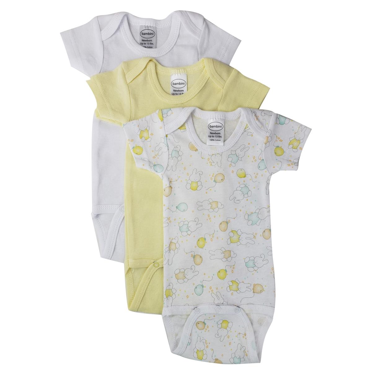 NC-0435M Unisex Baby 3 Piece Bodysuits, White - Medium