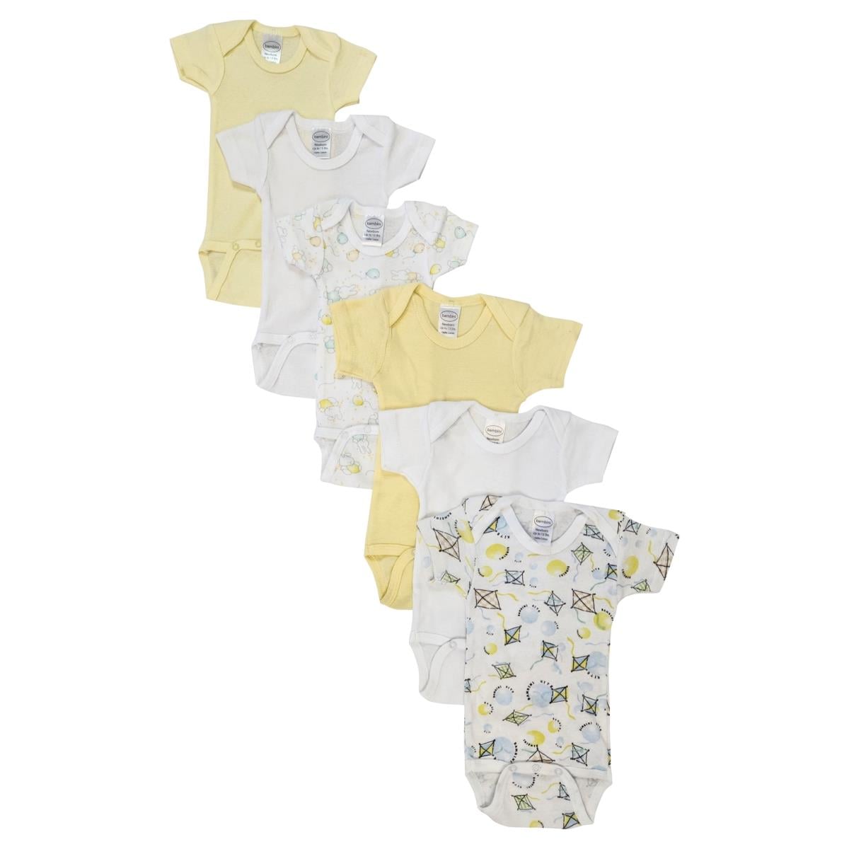 NC-0437M Unisex Baby 6 Piece Bodysuits, White - Medium