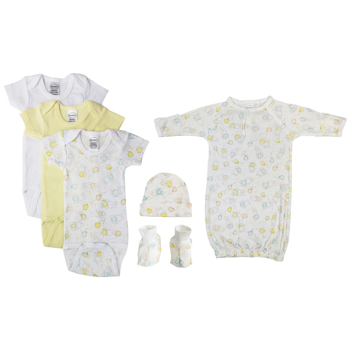 NC-0440S Unisex Baby 6 Piece Layette Sets, White - Small