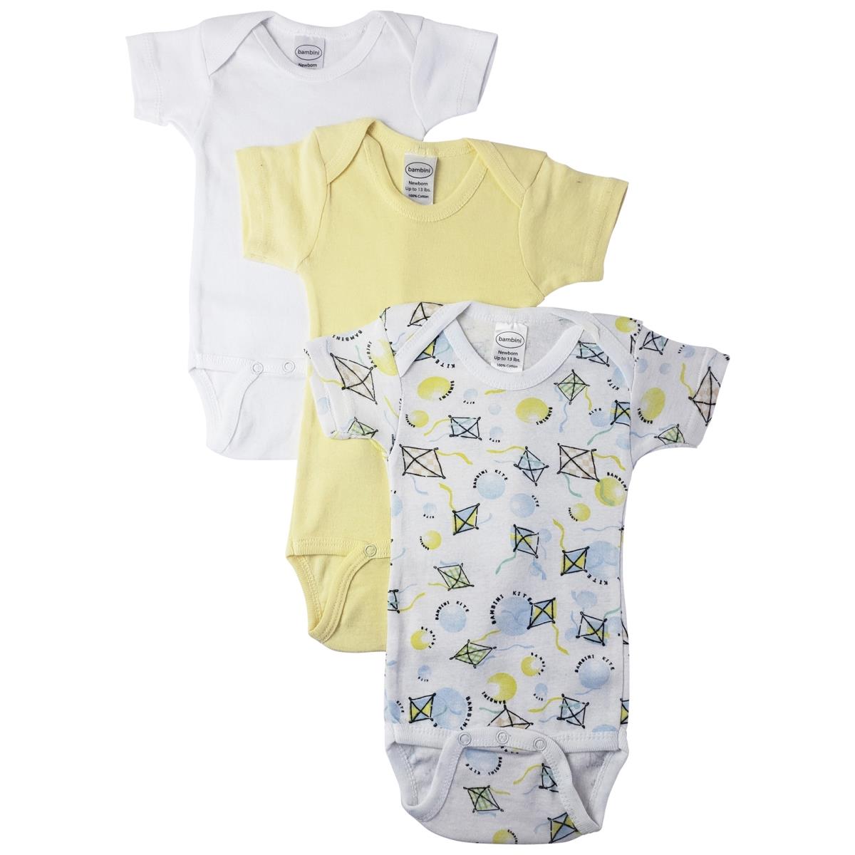 NC-0446NB Unisex Baby 3 Piece Onezies Bodysuit, White - Newborn