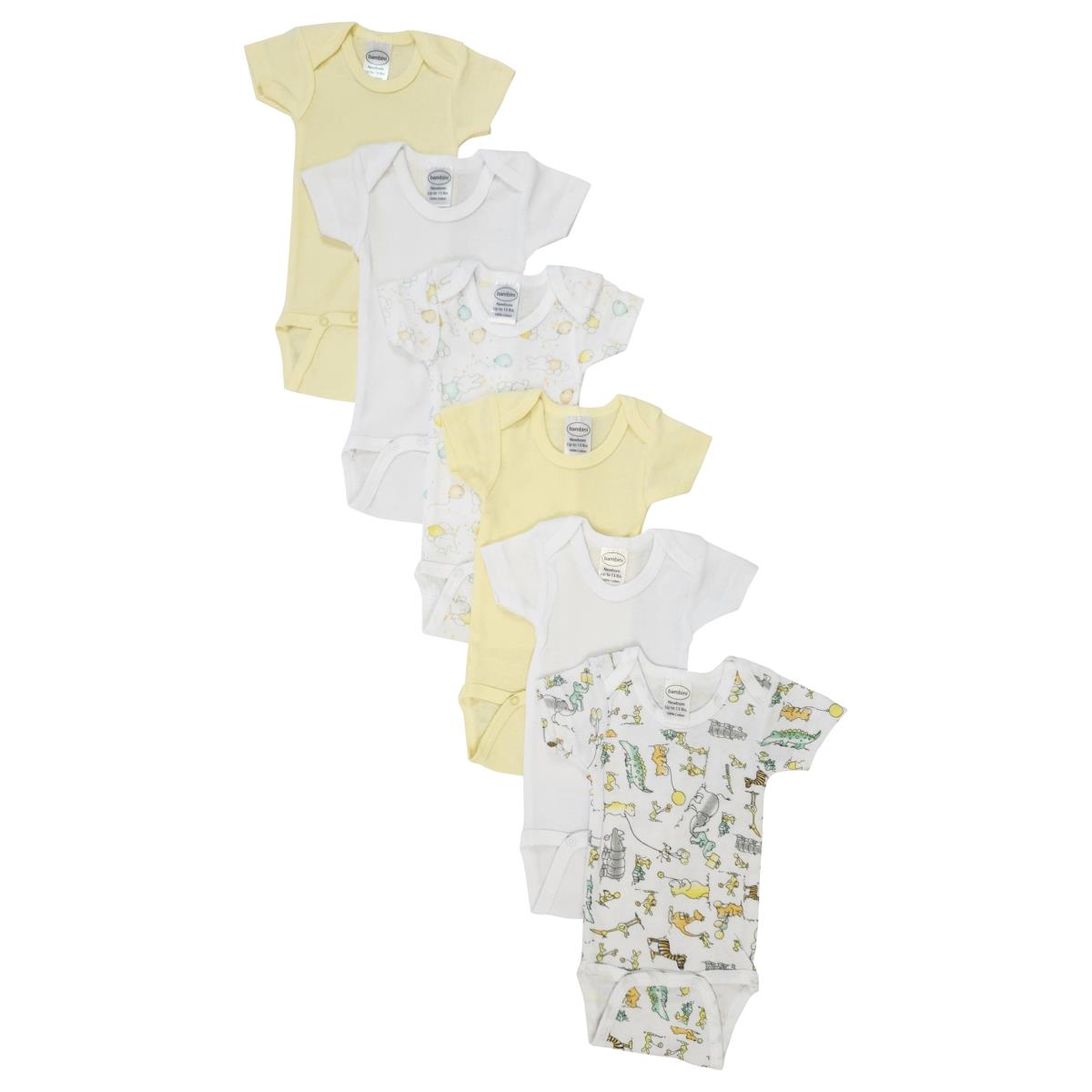 NC-0447M Unisex Baby 6 Piece Onezies Bodysuit, White - Medium