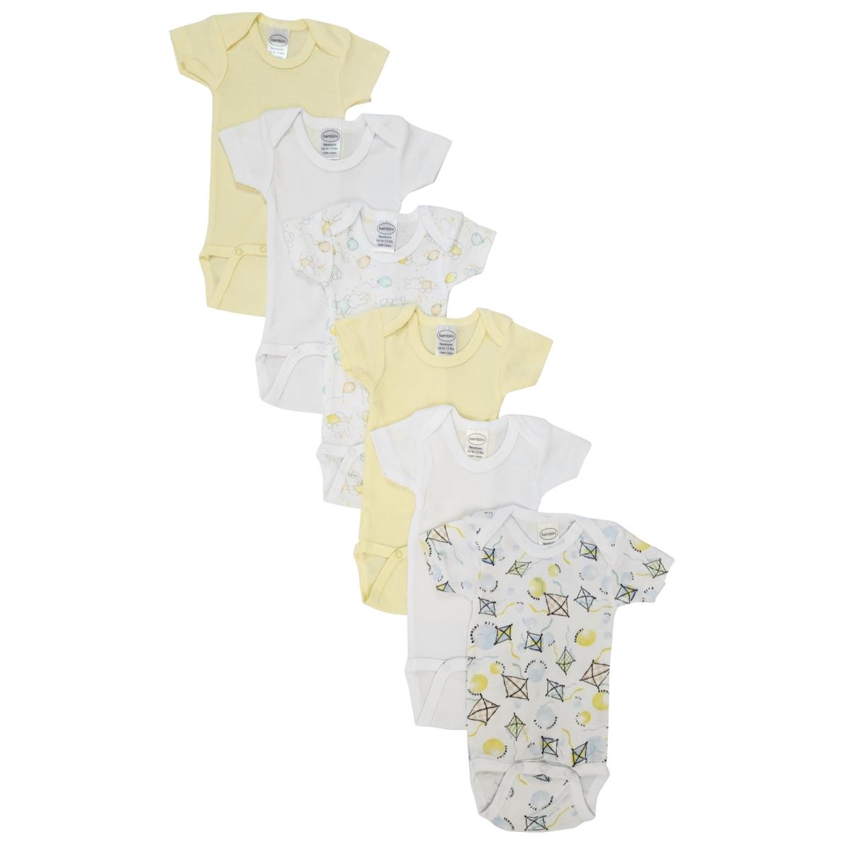 NC-0449S Unisex Baby 6 Piece Onezies Bodysuit, White - Small