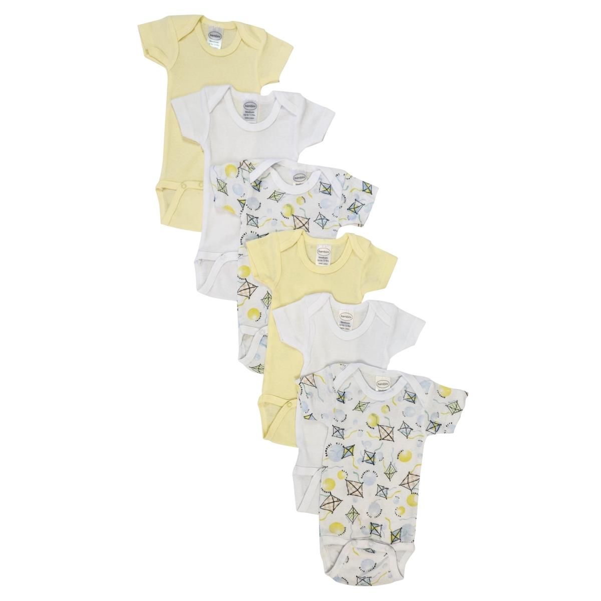 NC-0450M Unisex Baby 6 Piece Onezies Bodysuit, White - Medium