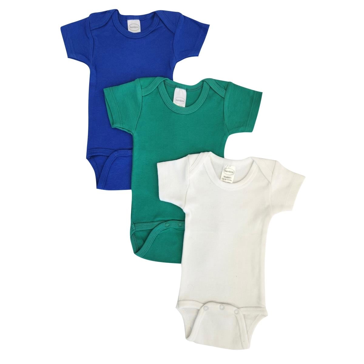 NC-0457M Unisex Baby 3 Piece Onezies Bodysuit, Blue & Green - Medium