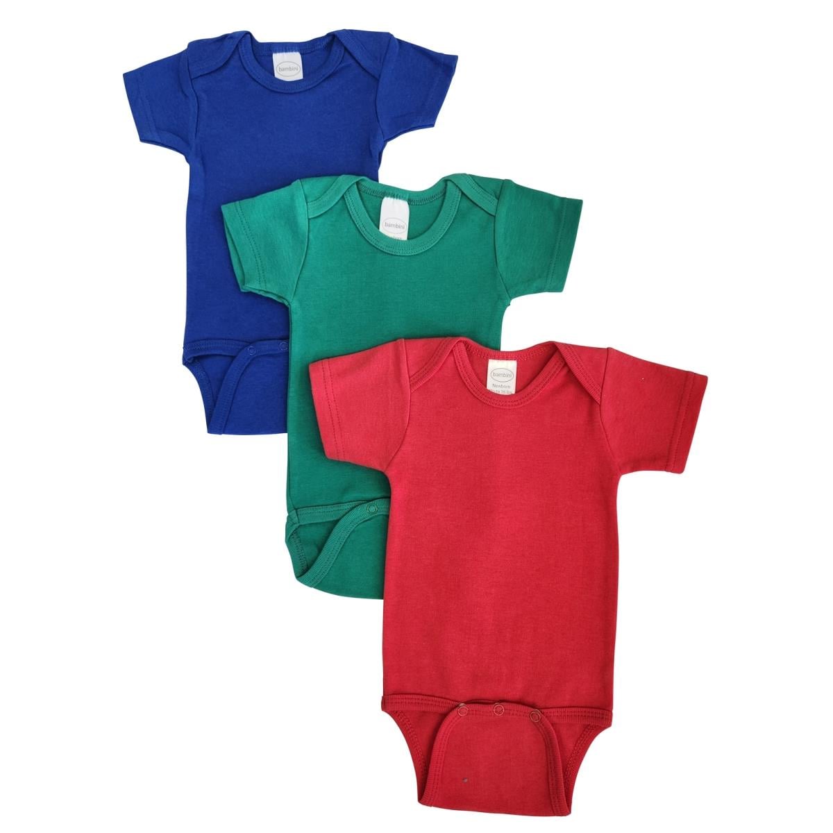 NC-0463M Unisex Baby 3 Piece Onezies Bodysuit, Blue, Green & Red - Medium