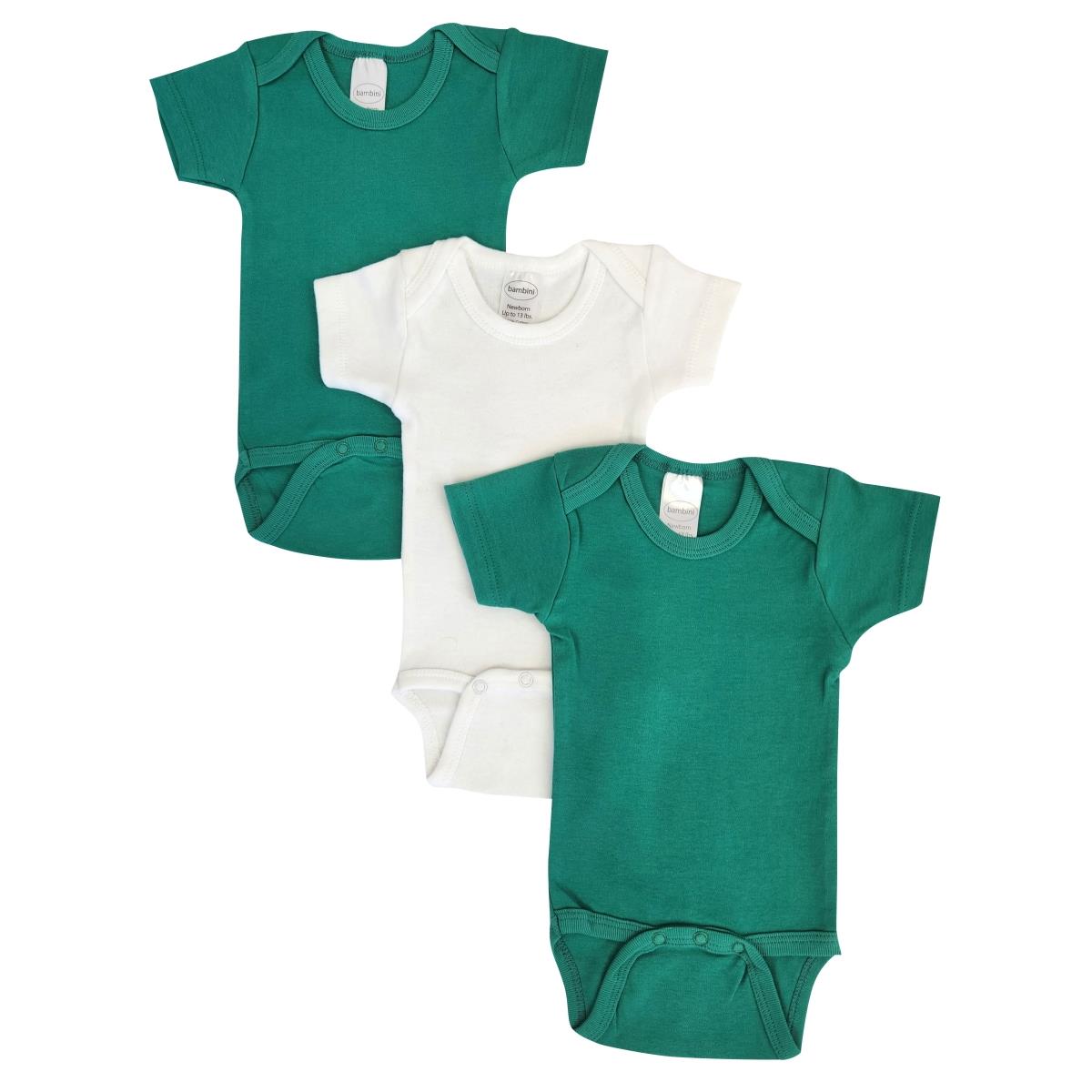 NC-0471M Unisex Baby 3 Piece Onezies Bodysuit, Green & White - Medium