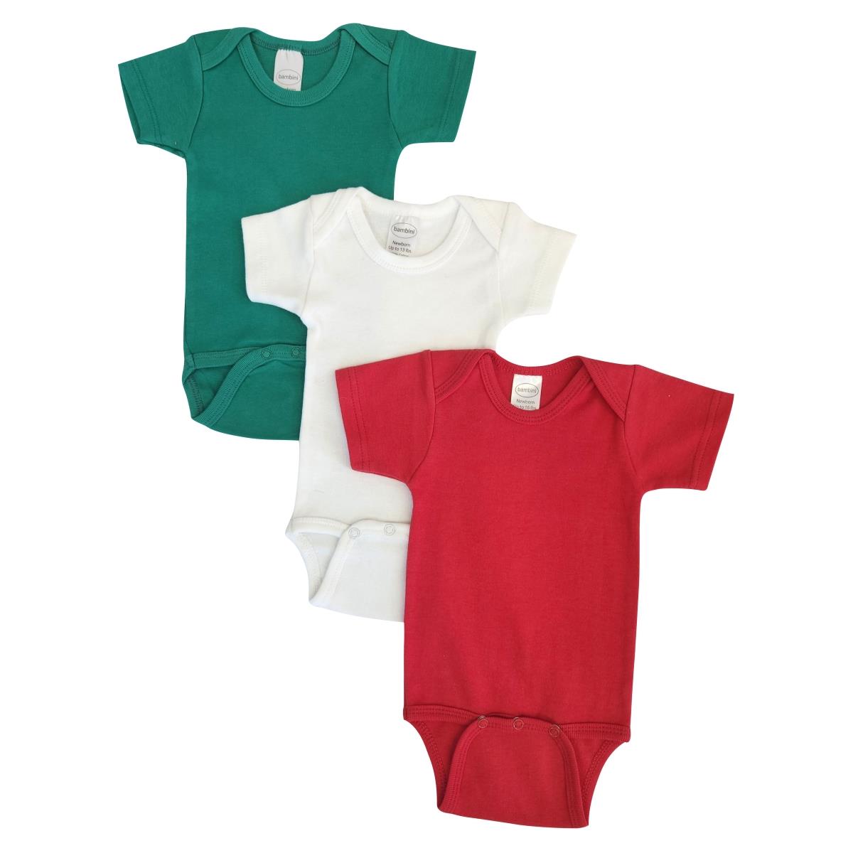 NC-0474M Unisex Baby 3 Piece Onezies Bodysuit, Green & Red - Medium