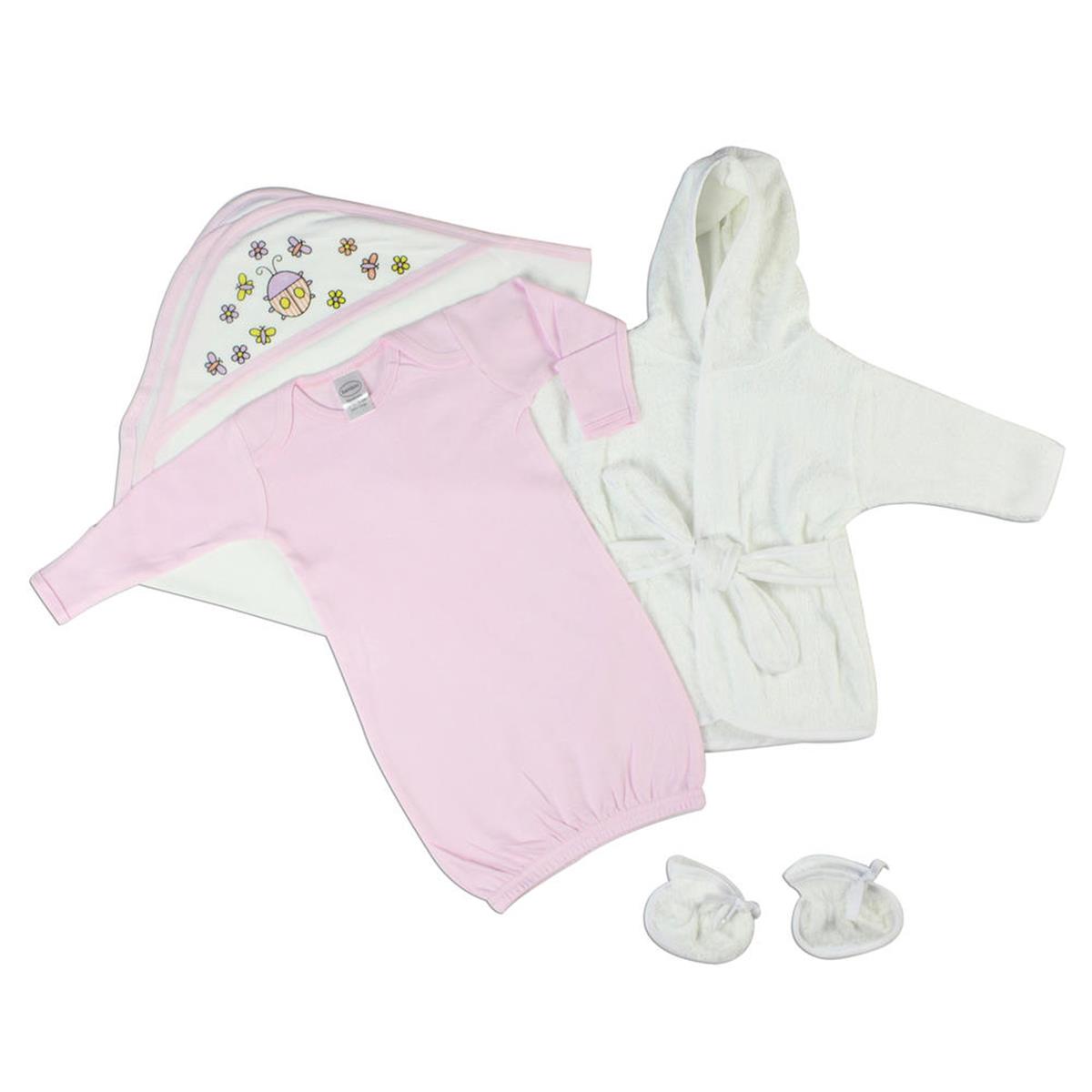 Picture of Bambini NCF-0406NB Baby Girl Layette Sets&#44; White & Pink - Newborn - 3 Piece