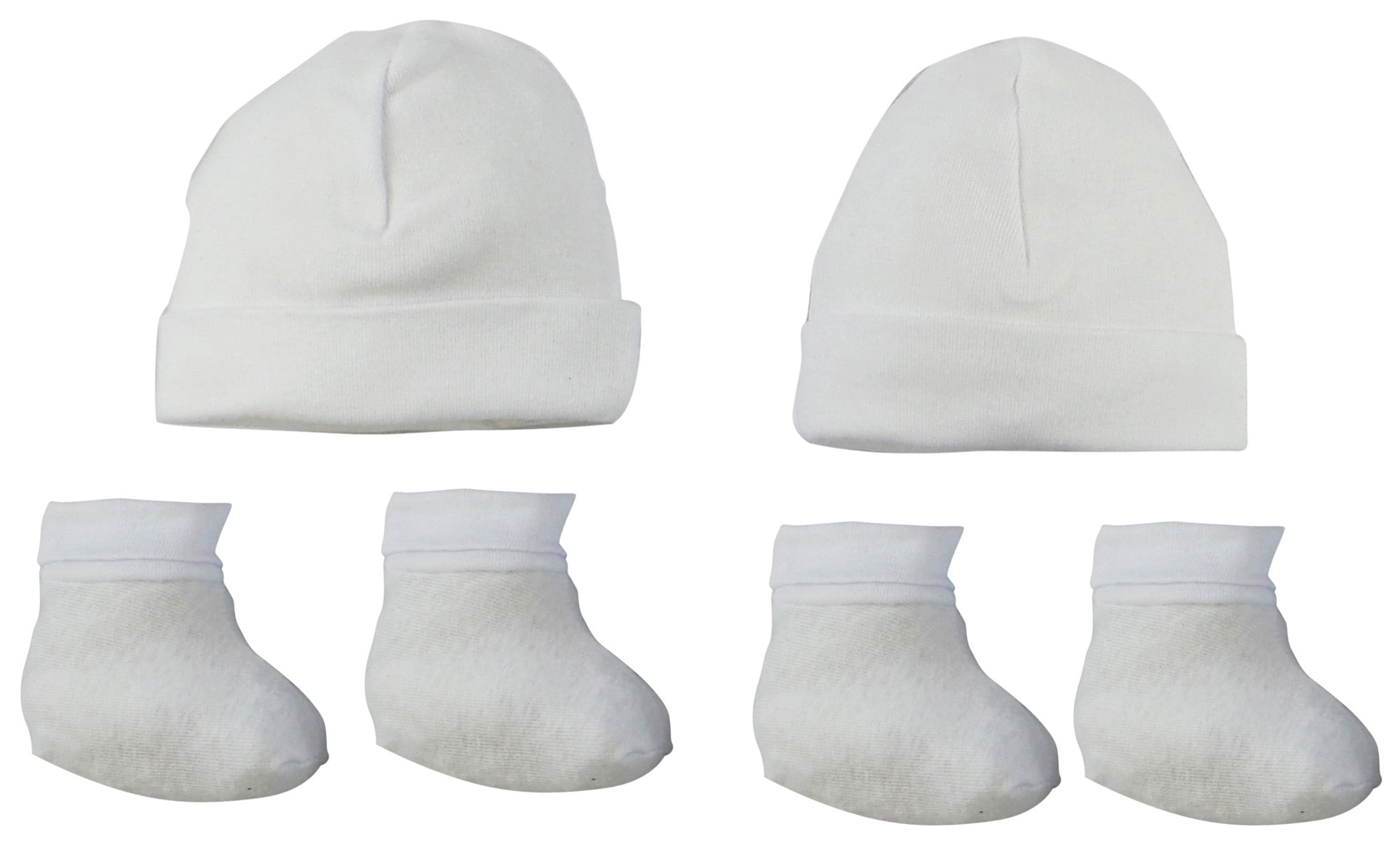 Picture of Bambini 029-2-Packs Cap & Bootie Set - White - Pack of 2