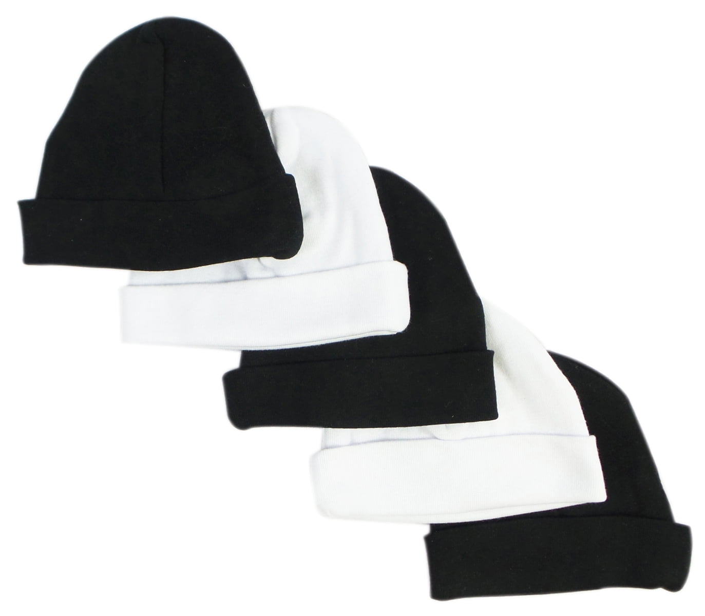 Picture of Bambini 031-BLACK-3-W-2 Baby Caps&#44; Black & White - Pack of 5