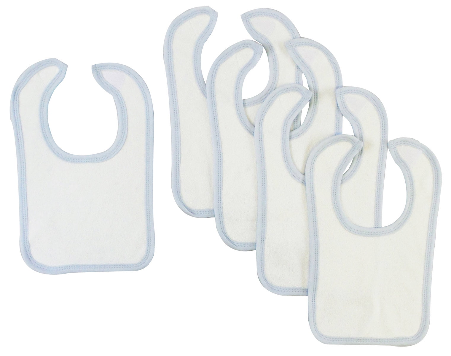 Picture of Bambini 1024-W-B-5 12.25 x 7.5 in. Infant Bib&#44; White & Blue - Pack of 5