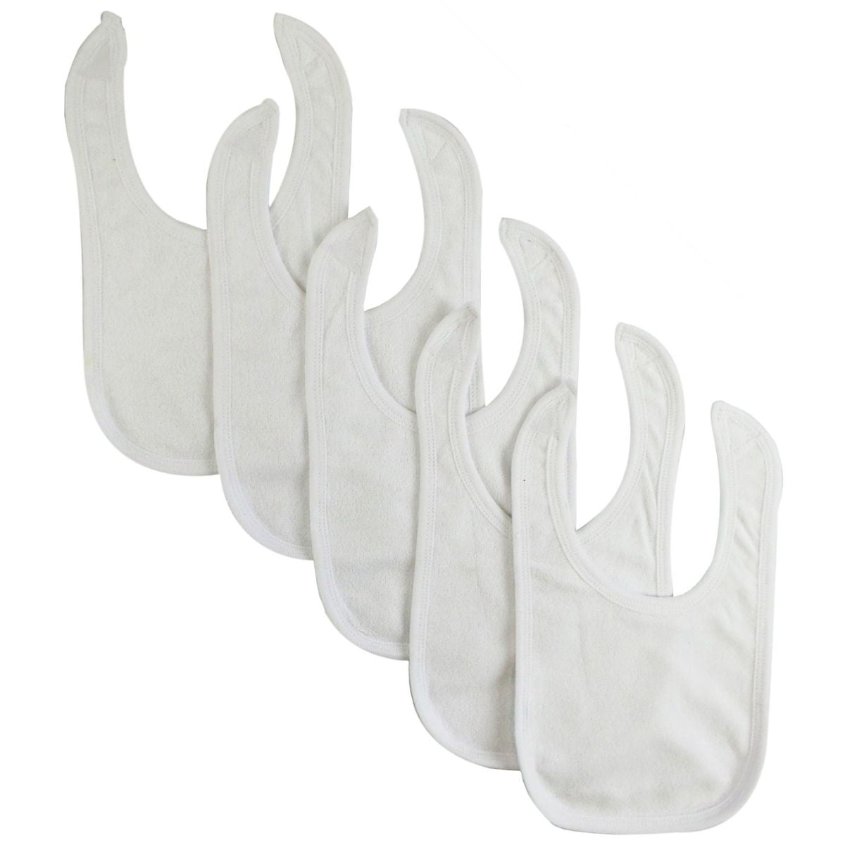 Picture of Bambini 1024-W-5 12.25 x 7.5 in. Infant Drool Bibs&#44; White & Blue - Pack of 5