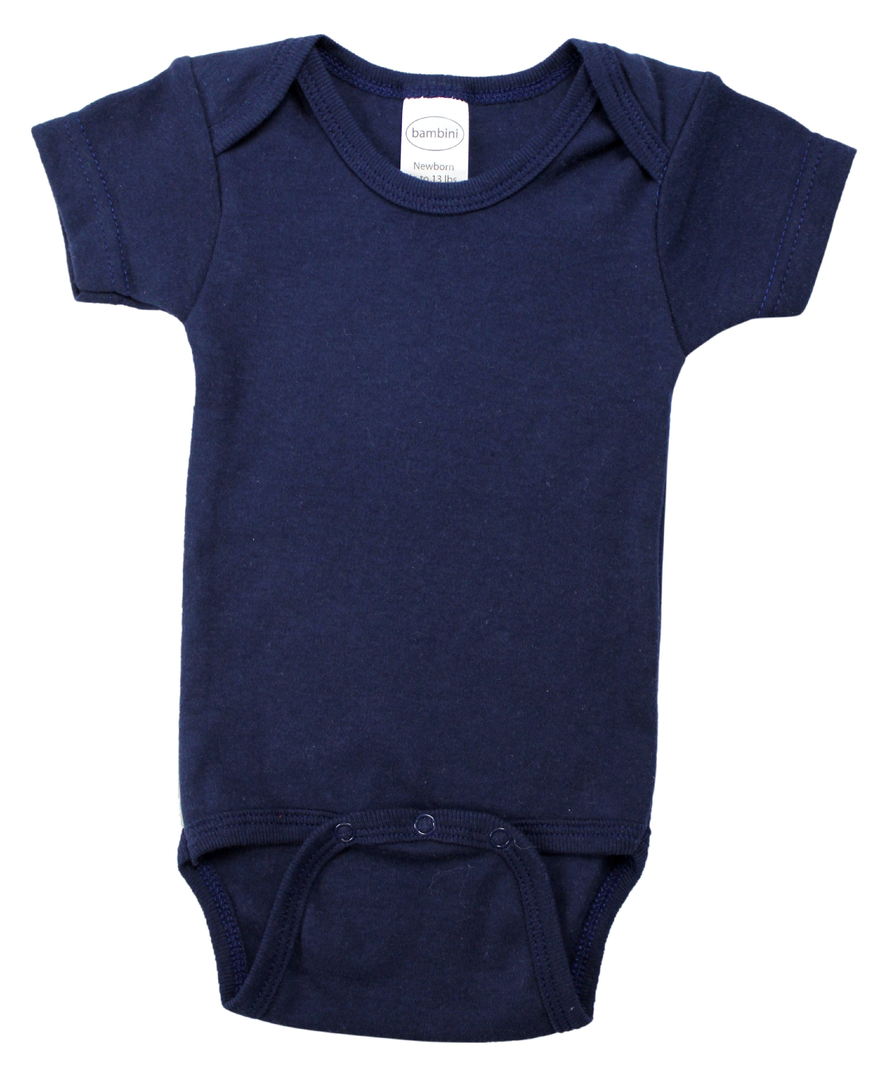 LS-0184 Interlock Short Sleeve Bodysuit, Navy - Newborn