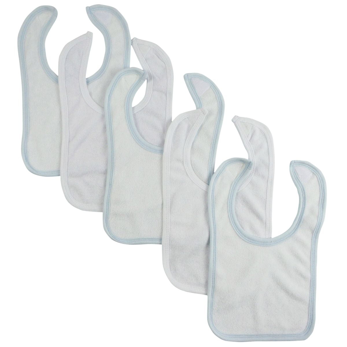 Picture of Bambini 1024-W-B3-W2 12.25 x 7.5 in. Infant Boys Drool Bibs&#44; White & Blue - Pack of 5