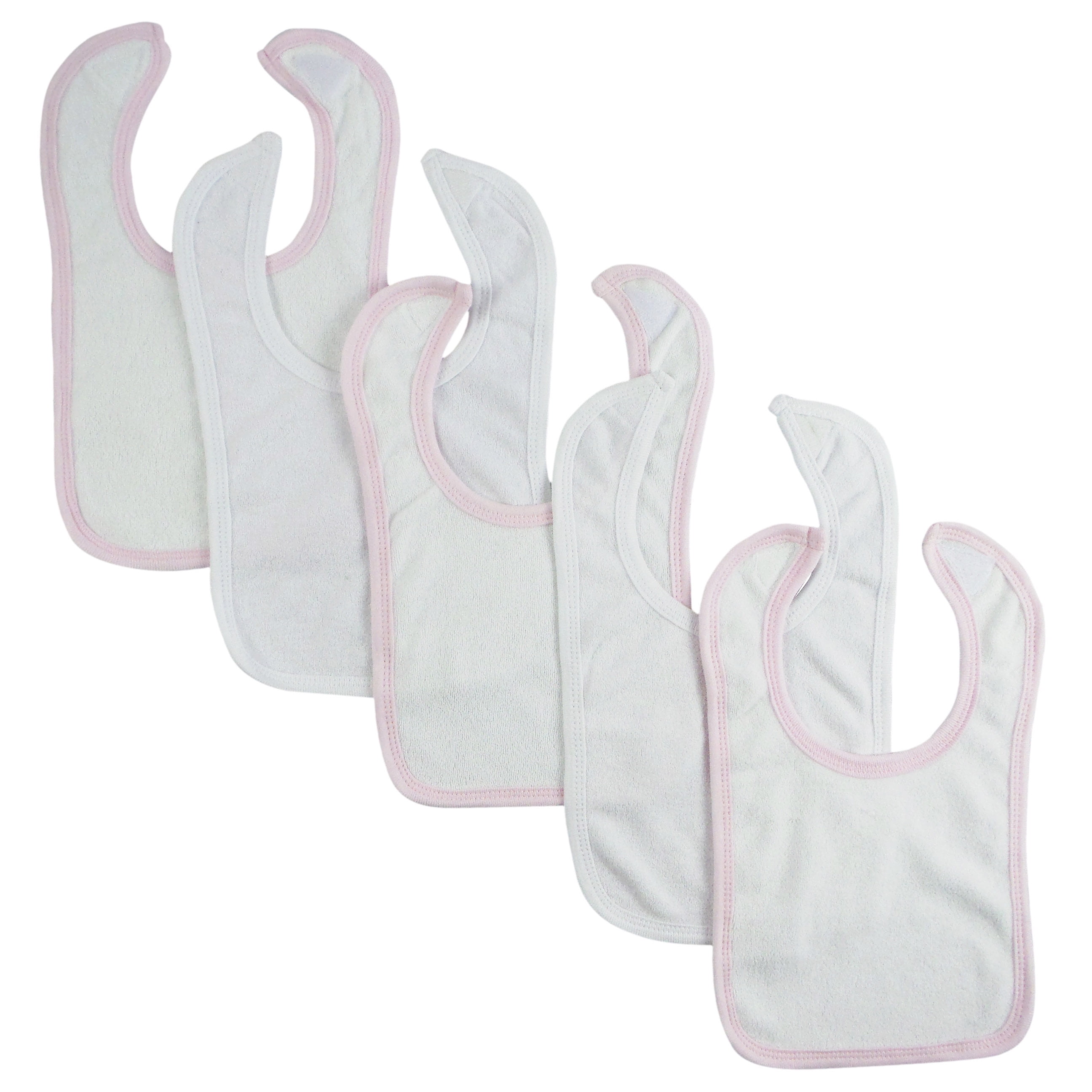 Picture of Bambini 1024-W-P3-W2 12.25 x 7.5 in. Infant Boys Drool Bibs&#44; White & Pink - Pack of 5