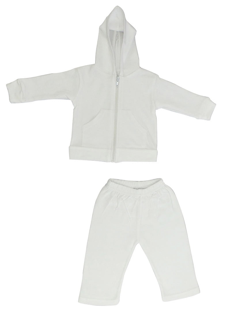 Picture of Bambini 419S Interlock Sweat Pants & Hoodie Set&#44; White - Small