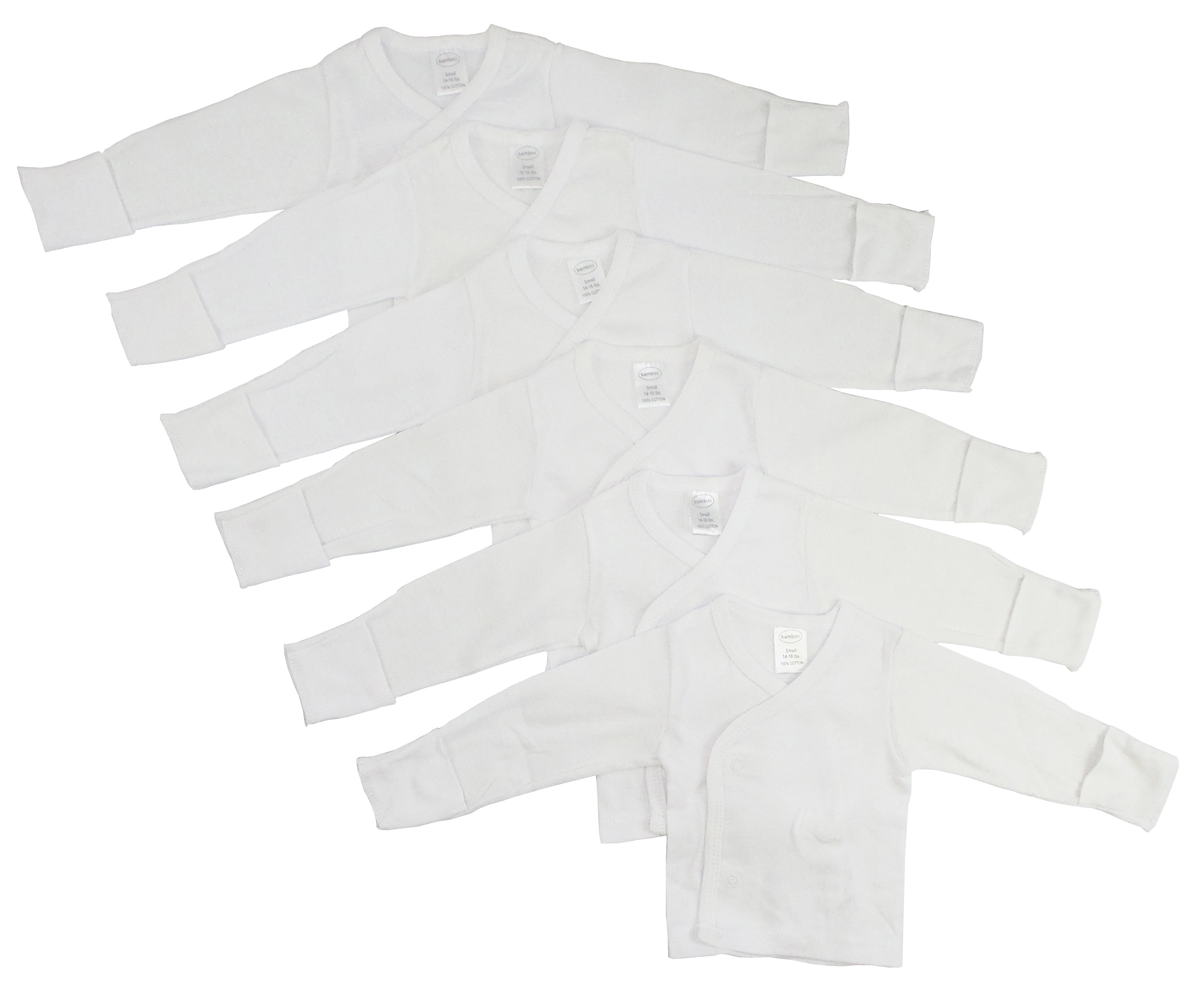 Bambini Long Sleeve Side Snap With Mittens 6 Pack