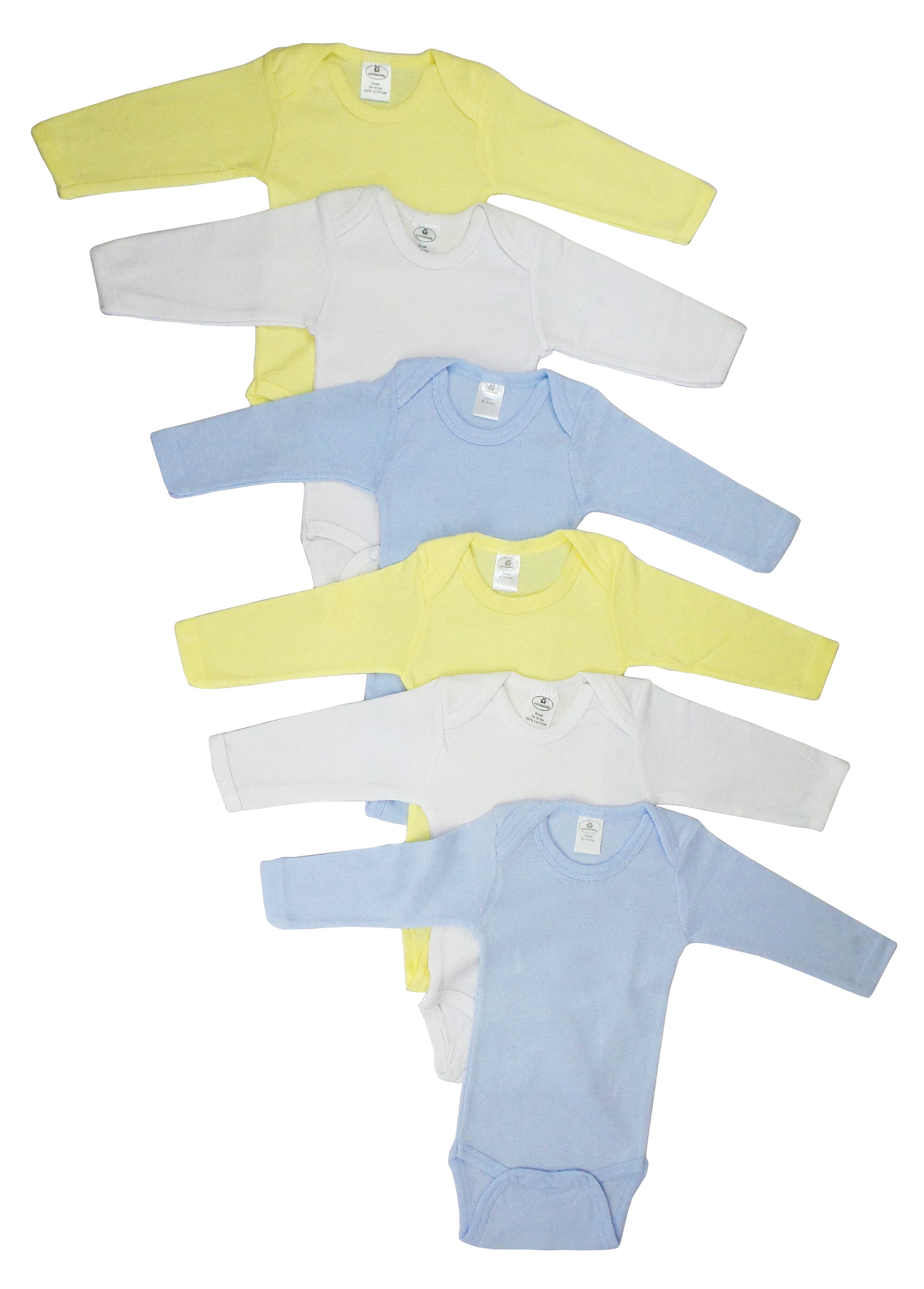 CS-100L-100L Boys Pastel Long Sleeve, White with Blue & Yellow - Large