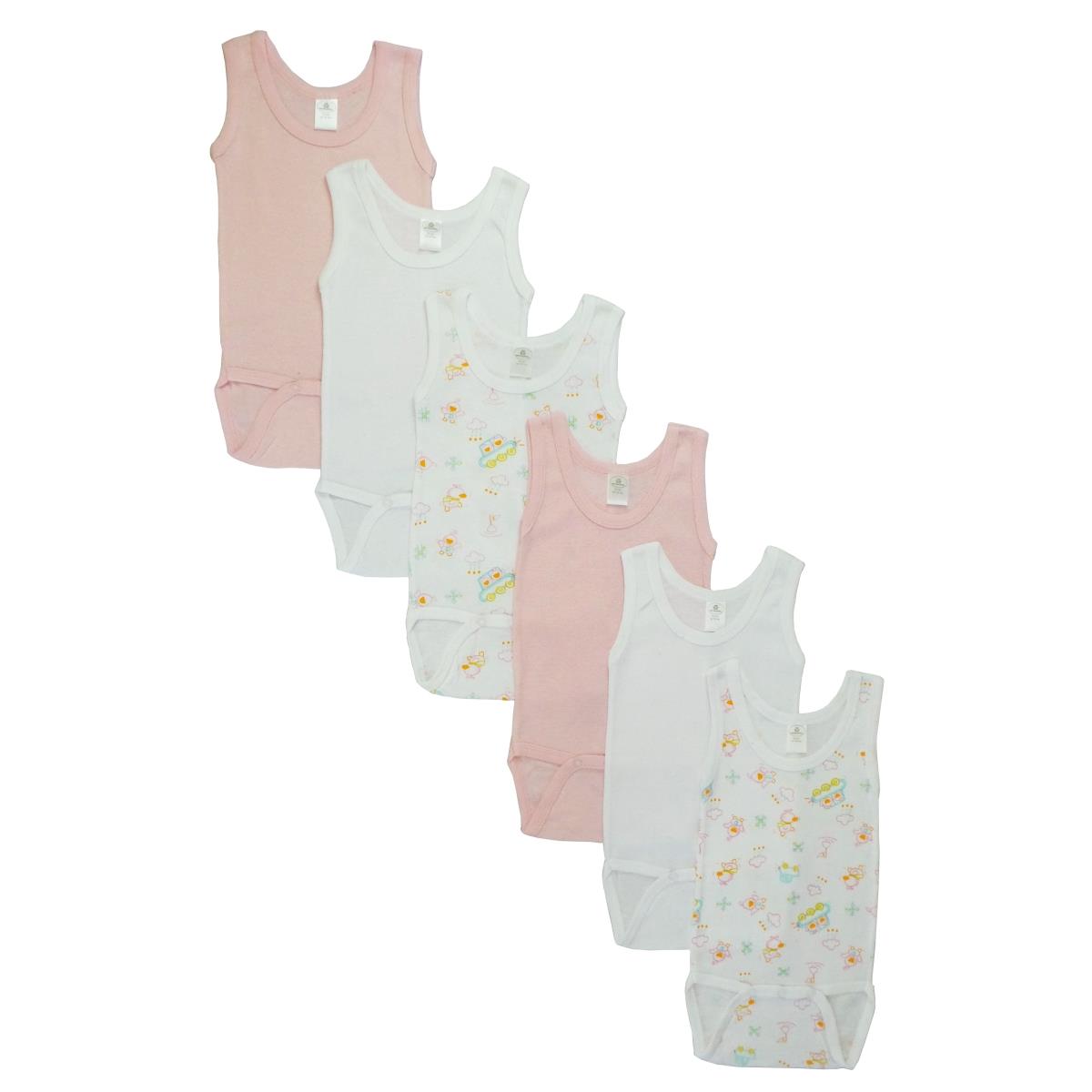 CS-111AM-Pink-Cloud-111AM-Pink-Cloud Girls Tank Top, White & Pink - Medium
