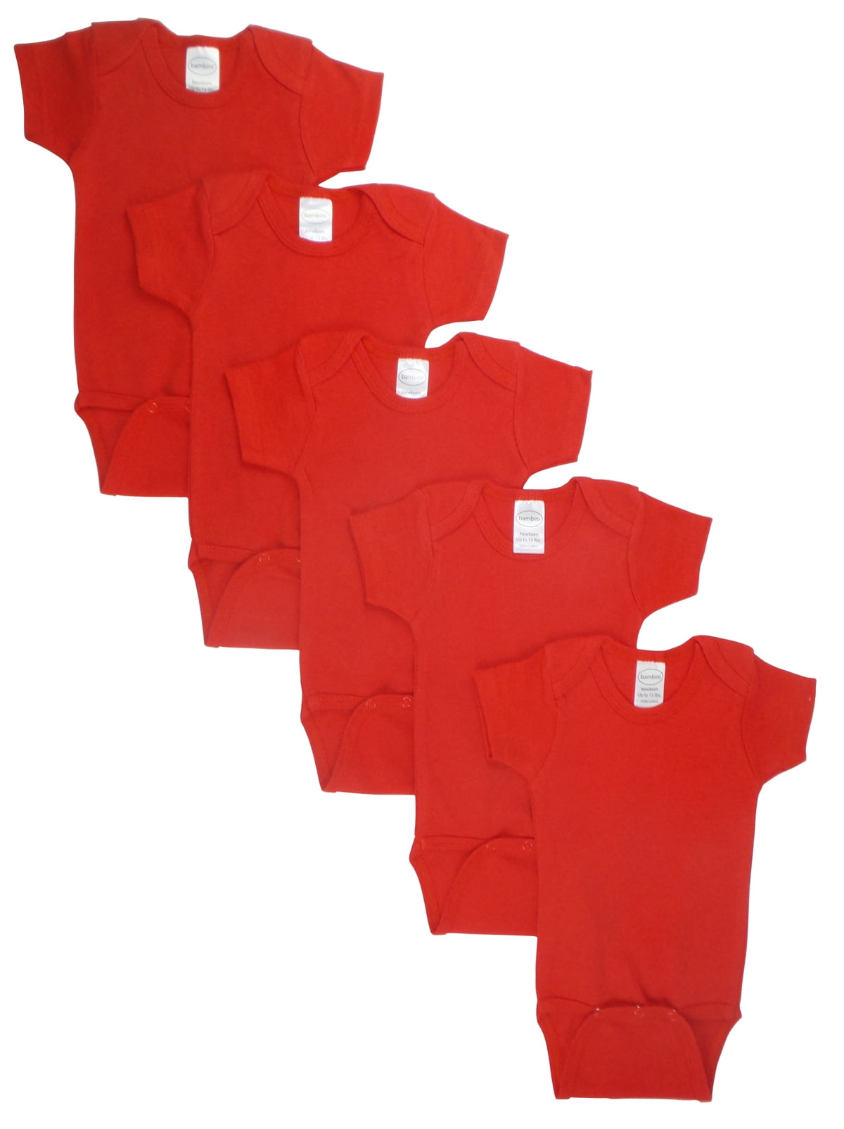 LS-0153 Short Sleeve Bodysuit - Red, Newborn - Pack of 5