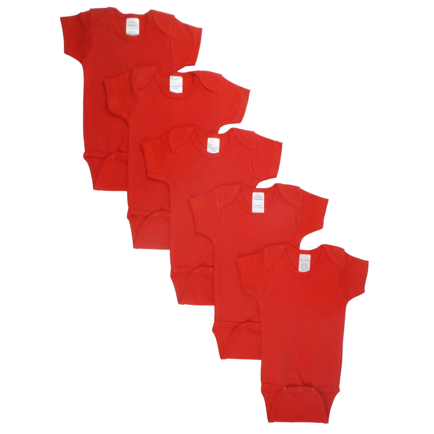 LS-0155 Short Sleeve Bodysuit - Red, Medium - Pack of 5