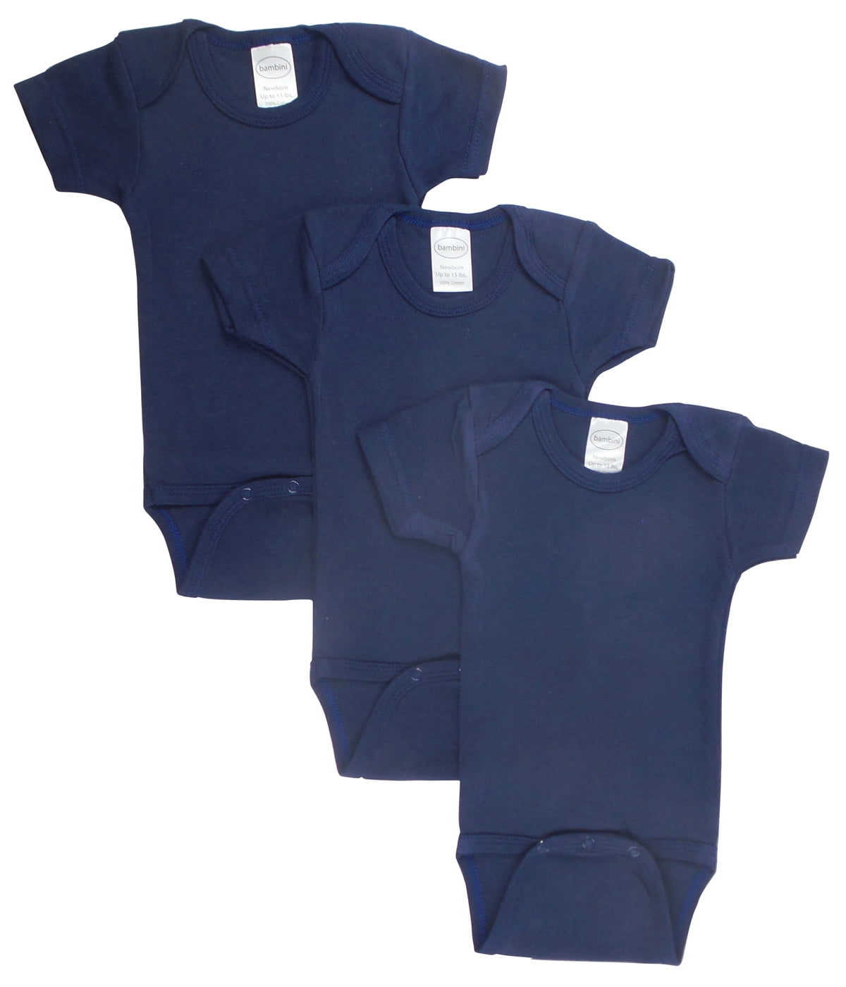 Bambini LS-0189 Bodysuit44; Navy - Small - Pack of 3