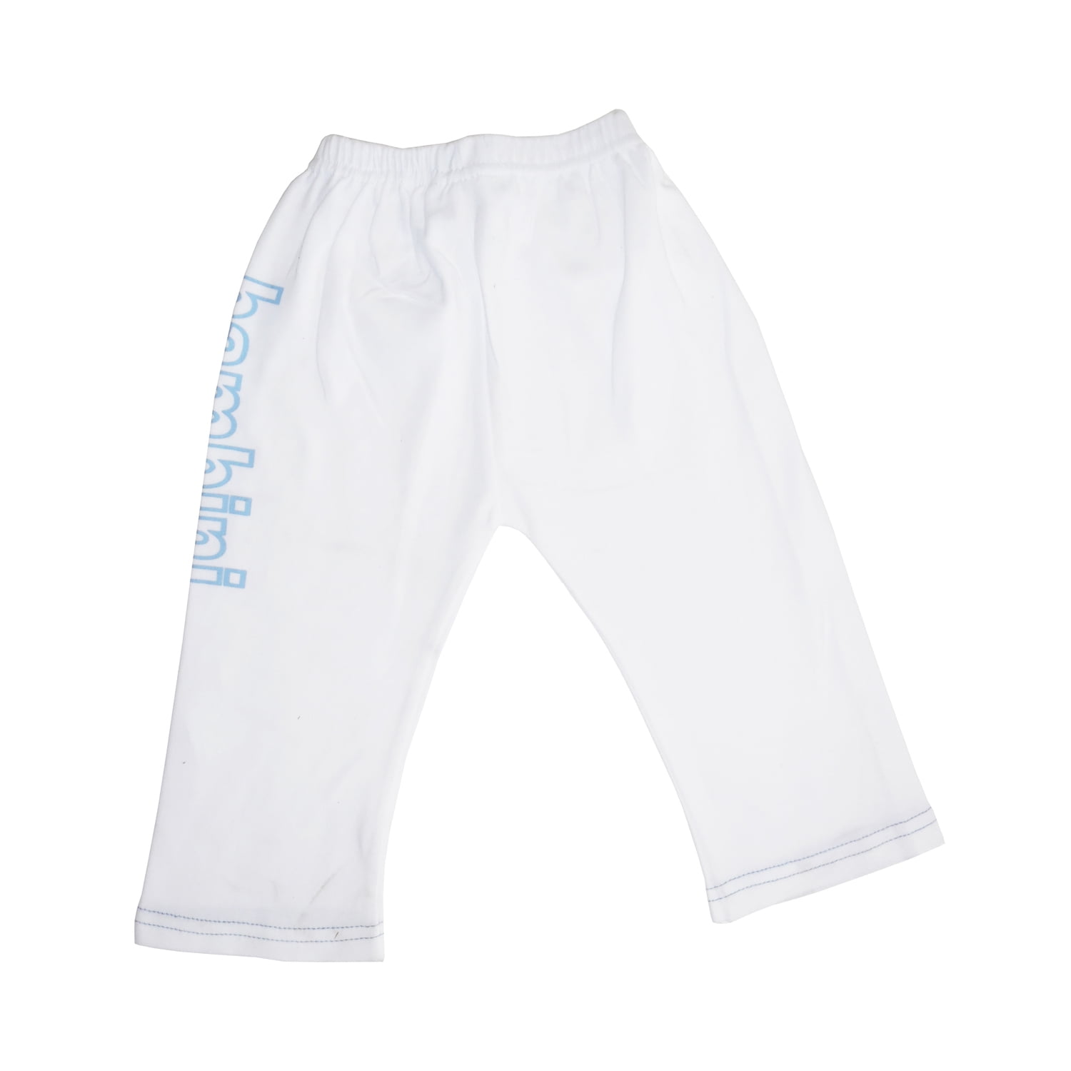 LS-0207 Boys Pants with Print, White & Blue - Medium