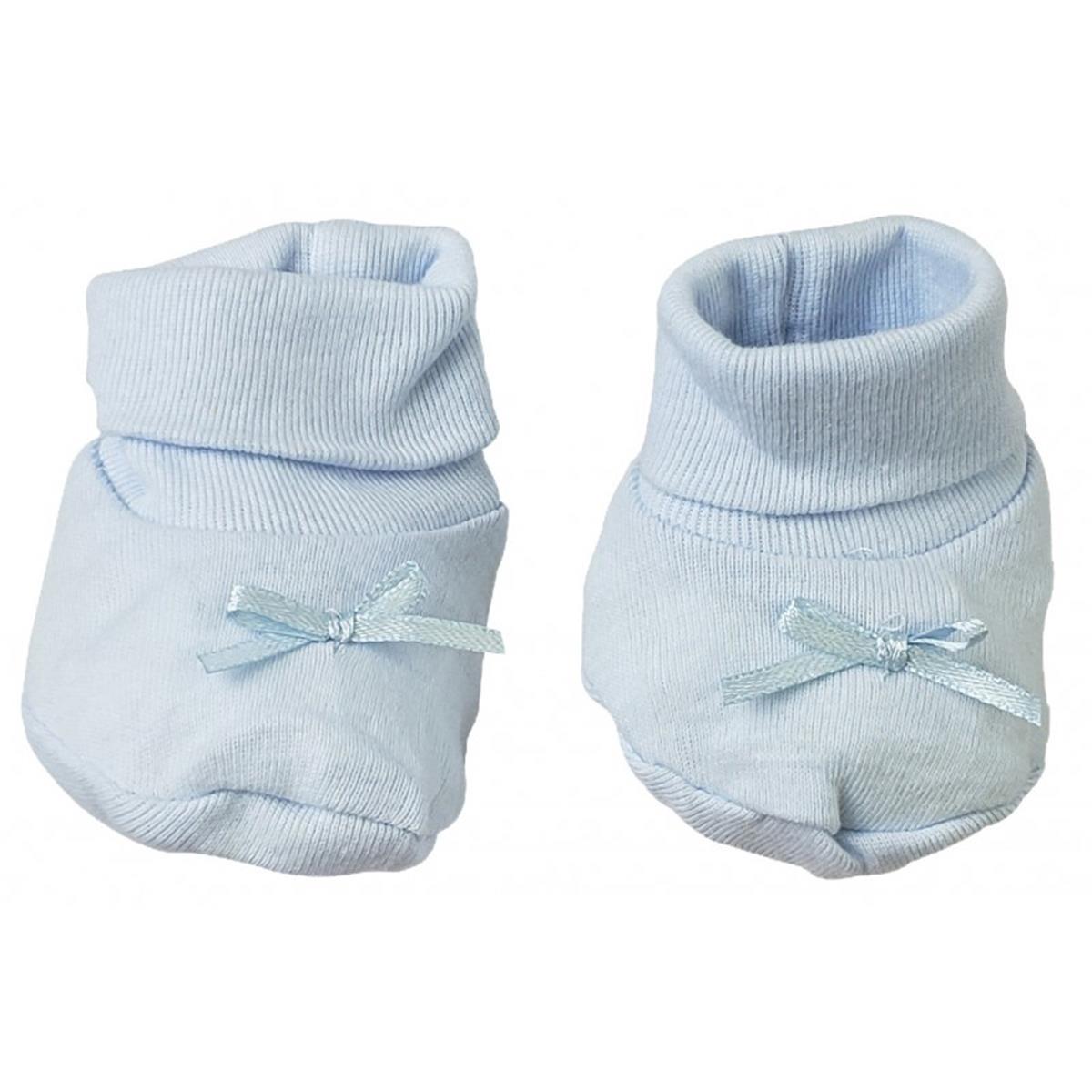 Picture of Bambini 028.Blue.Preemie Rib Knit Infant Booties Set&#44; Blue - Preemie