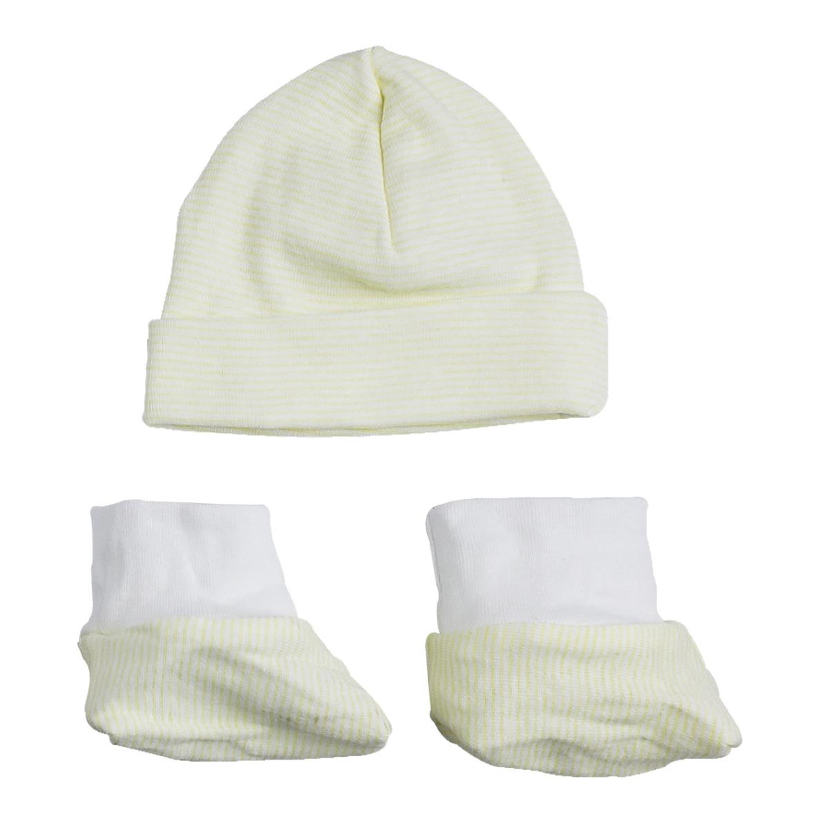 Picture of Bambini 030.STRIPED.YELLOW Baby Cap & Bootie Set&#44; Yellow - One Size