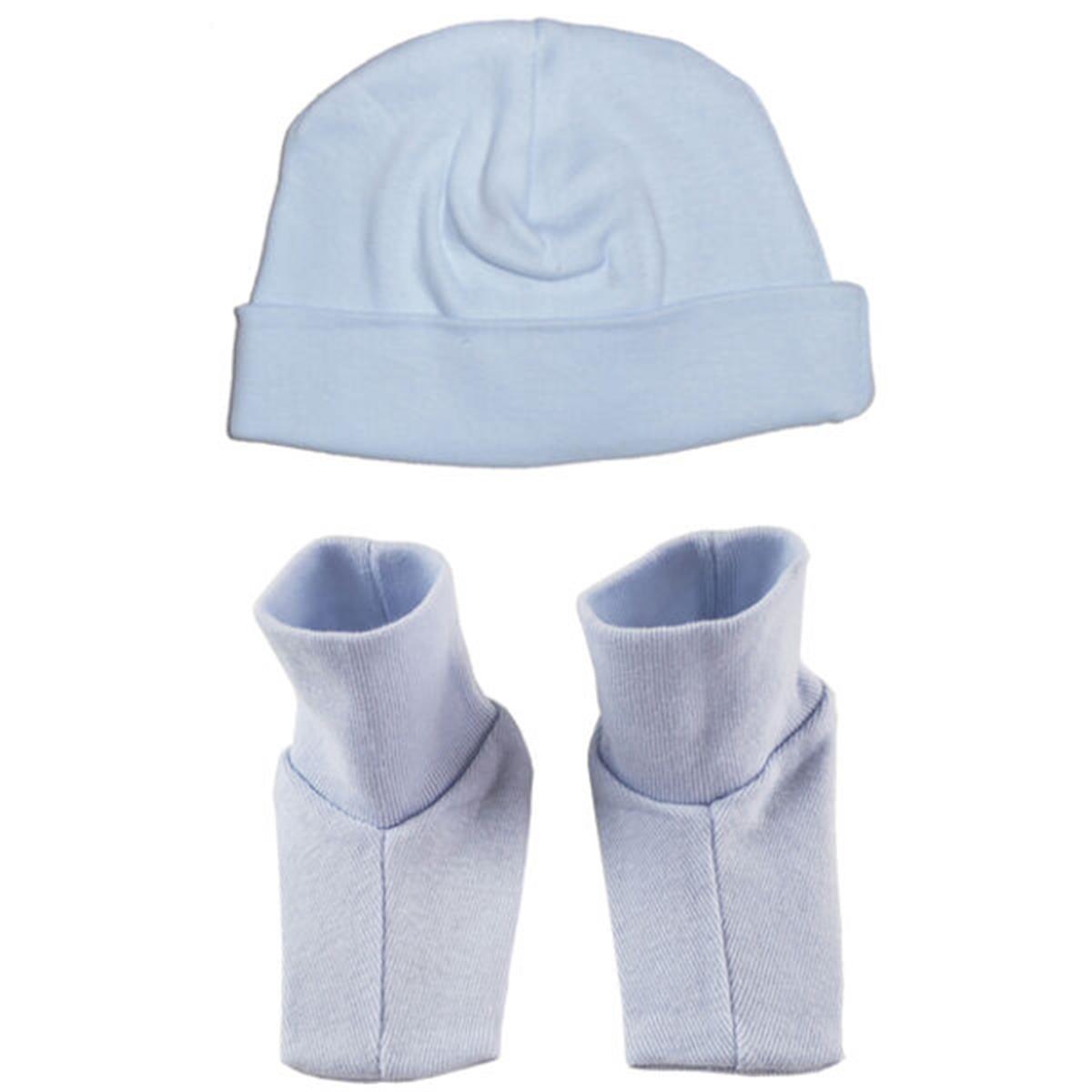 Picture of Bambini 033BLUE Baby Cap Bootie Set&#44; Blue - Newborn
