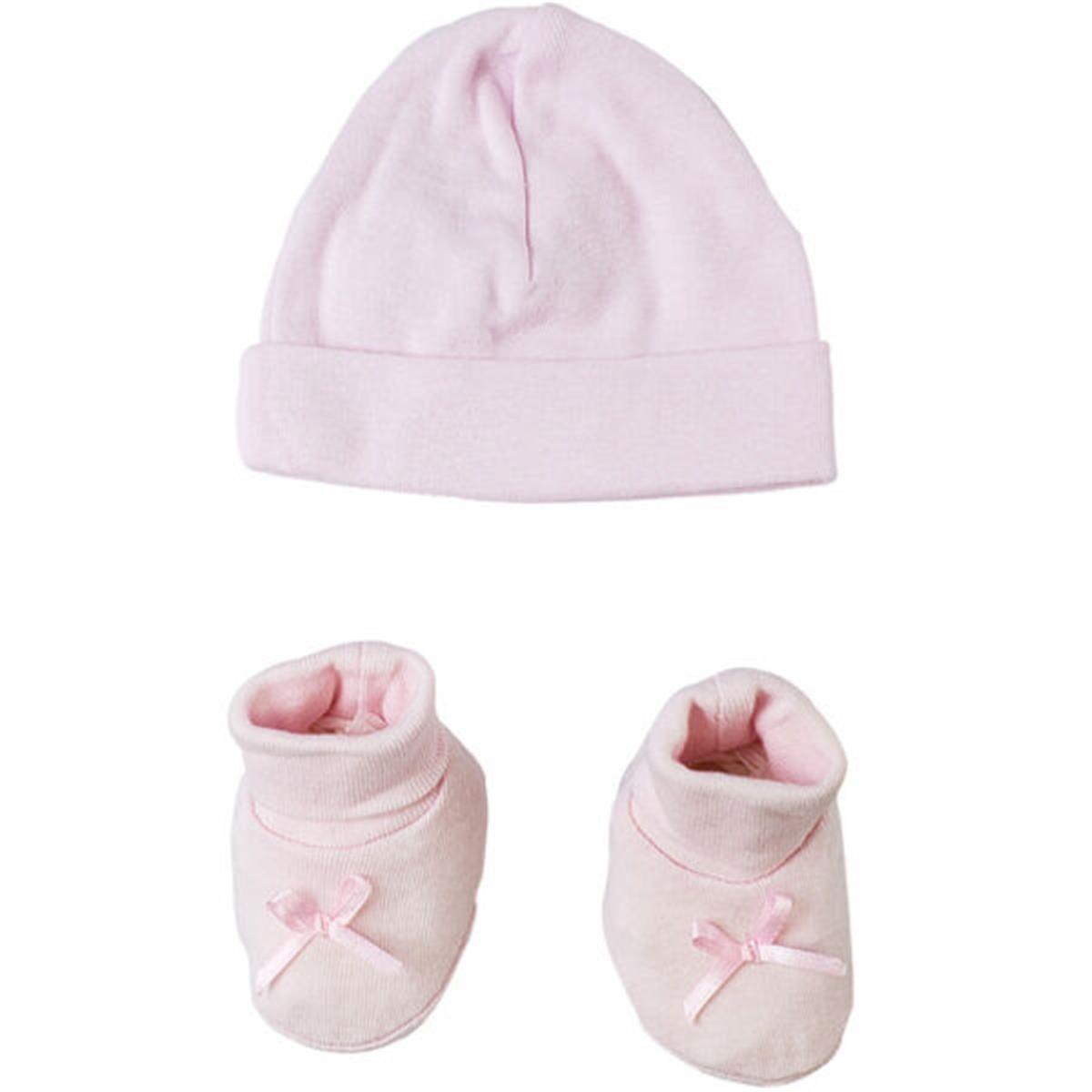 Picture of Bambini 033PPINK Baby Cap Bootie Set&#44; Pink - Preemie