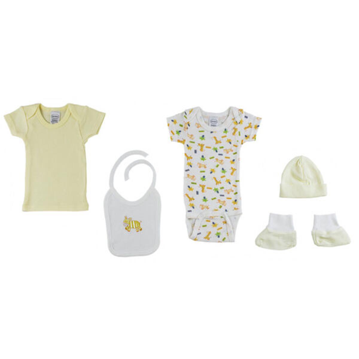 Picture of Bambini 1401Y Pastel Interlock Hanging Gift Set&#44; Yellow - Newborn - 5 Piece