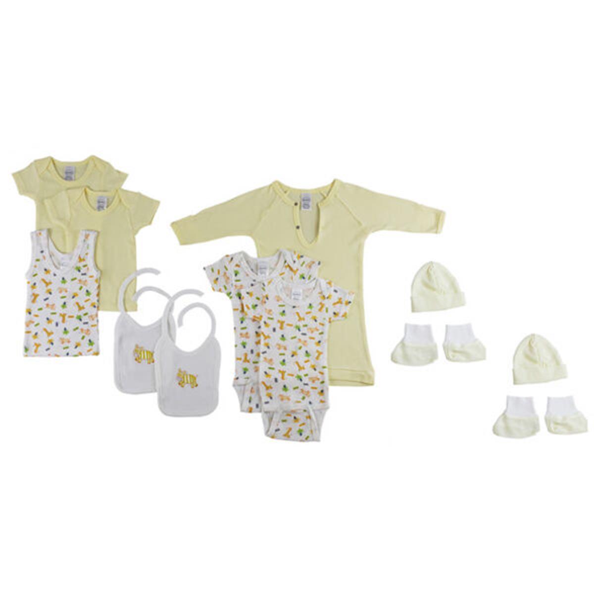 Picture of Bambini 1401Y-1403Y Pastel Interlock Hanging Gift Set&#44; Yellow - Newborn - 12 Piece