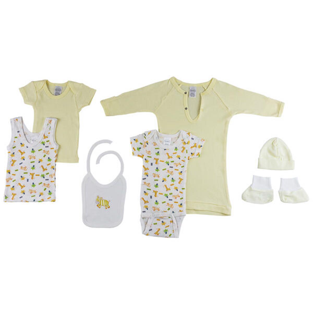 Picture of Bambini 1403Y Pastel Interlock Hanging Gift Set&#44; Yellow - Newborn - 7 Piece