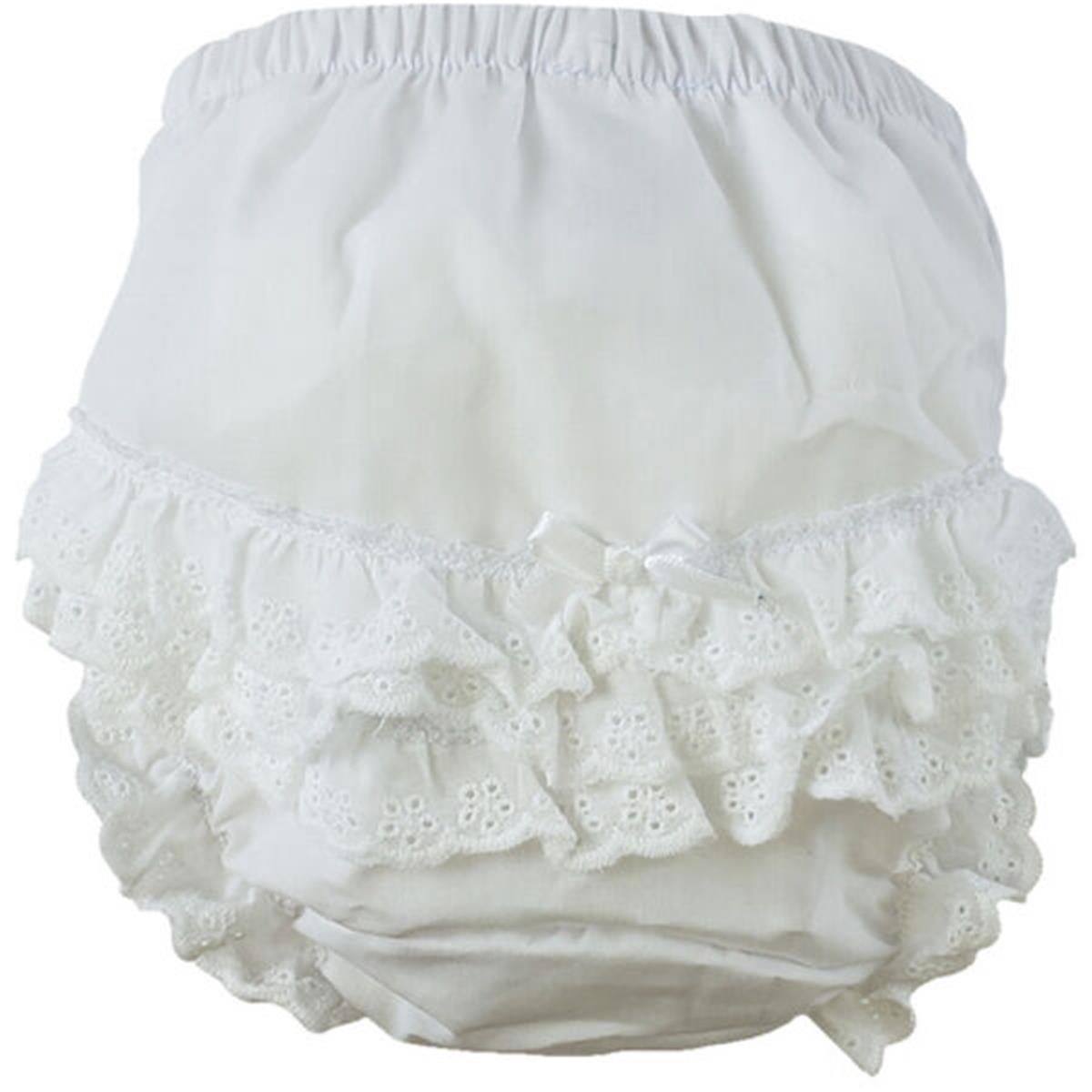 Picture of Bambini 600.W.M Girls Cottonpoly Fancy Pants&#44; White - Medium