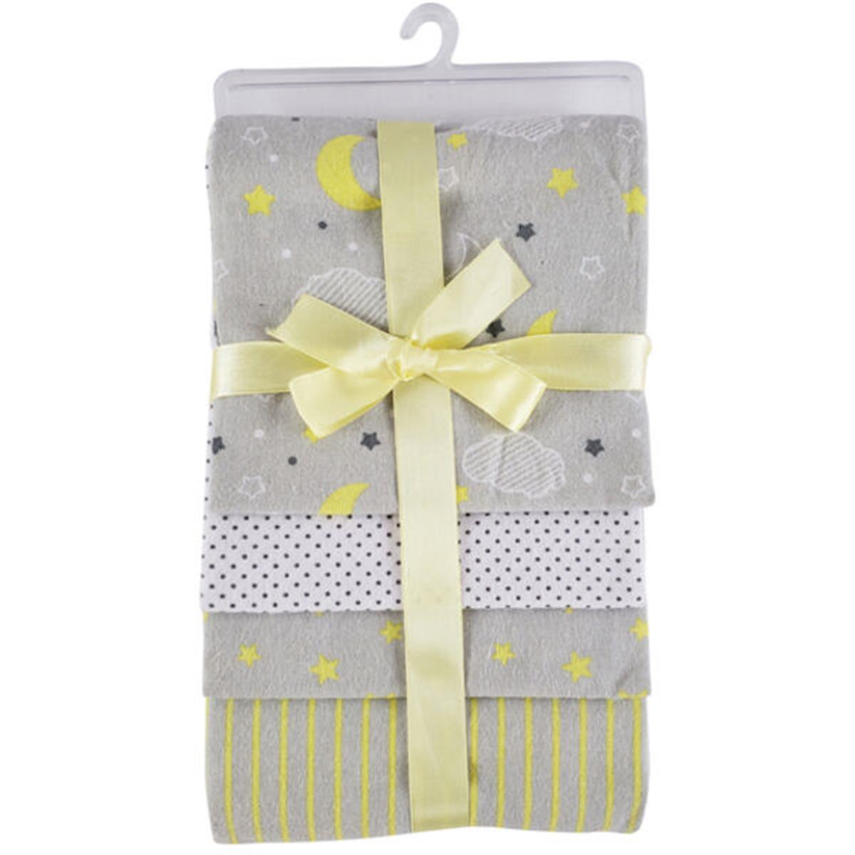 Picture of Bambini 3211Y 28 x 28 in. Flannel Receiving Blanket&#44; Yellow & Grey - 4 per Pack