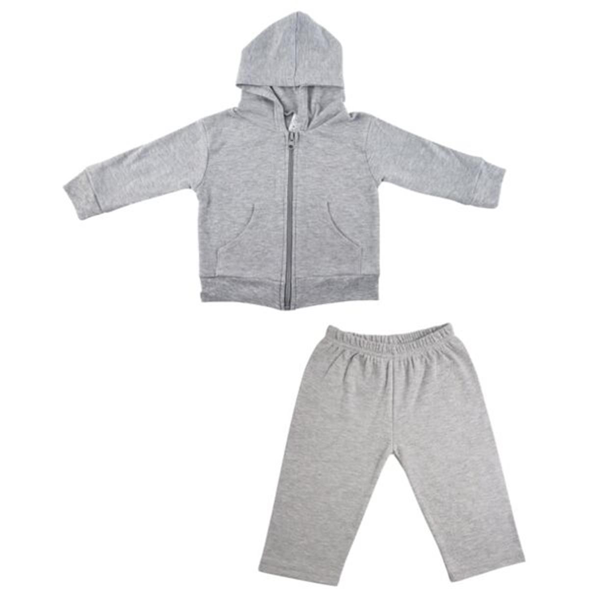 Picture of Bambini 419GL Interlock Sweat Pants & Hoodie Set&#44; Heather Grey - Large