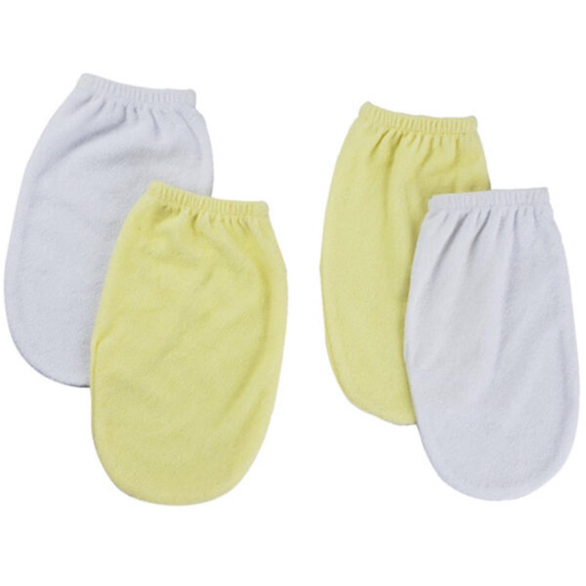 Picture of Bambini CS-0005 Washcloth Mitt Set&#44; White & Yellow - Newborn - 4 per Pack
