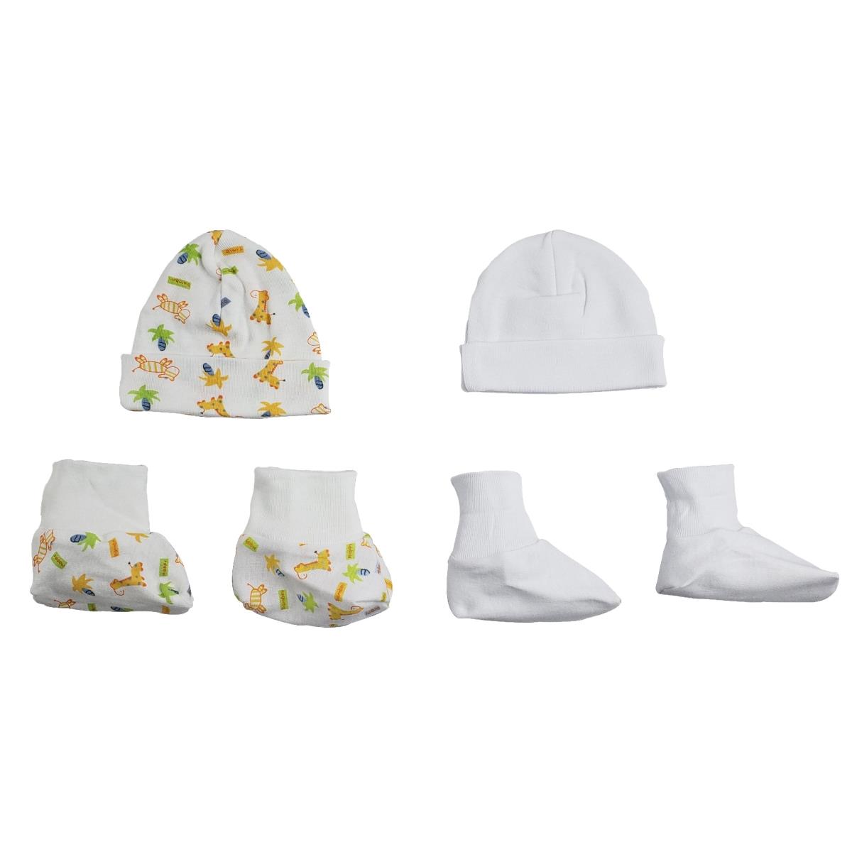 Picture of Bambini CS-0026 Caps&#44; Booties&#44; White & Yellow - Newborn - 4 Piece