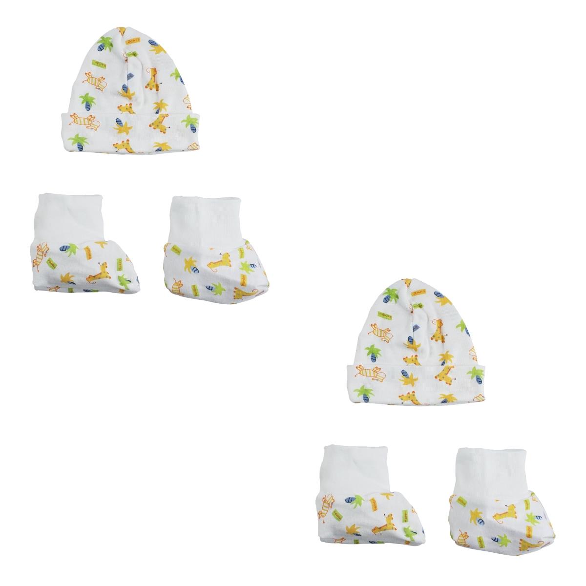 Picture of Bambini CS-0027 Caps&#44; Booties&#44; White & Yellow - Newborn - 4 Piece