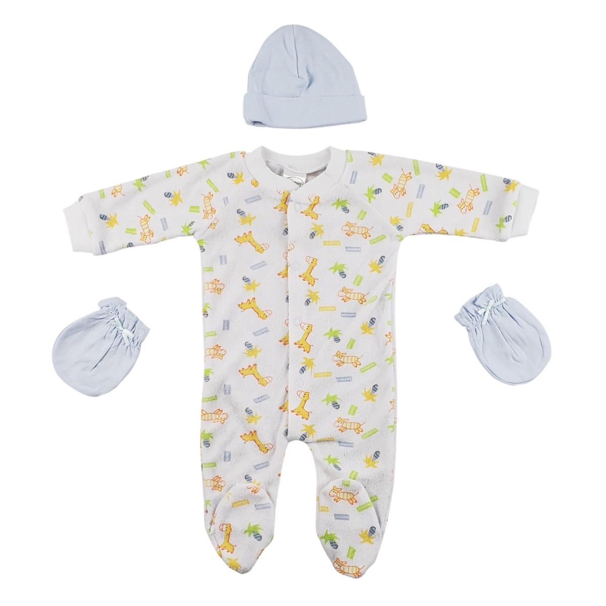 Picture of Bambini CS-0033 Sleep-n-Play&#44; Cap & Mittens&#44; White & Yellow - Newborn - 3 Piece