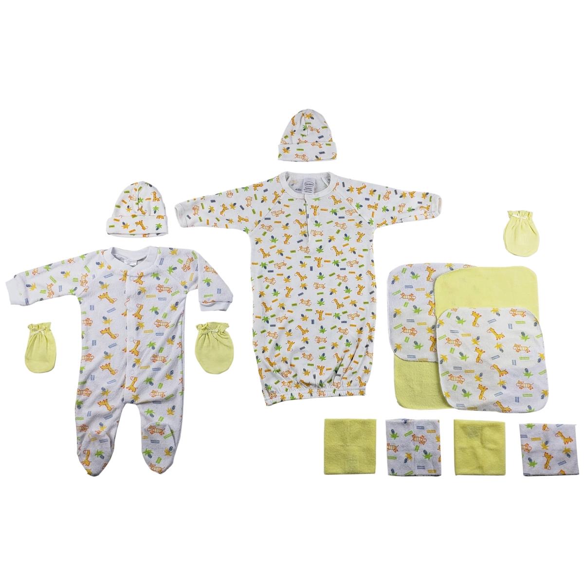 Picture of Bambini CS-0038 Sleep-n-Play&#44; Gown&#44; Caps&#44; Mittens & Washcloths&#44; White & Yellow - Newborn - 14 Piece