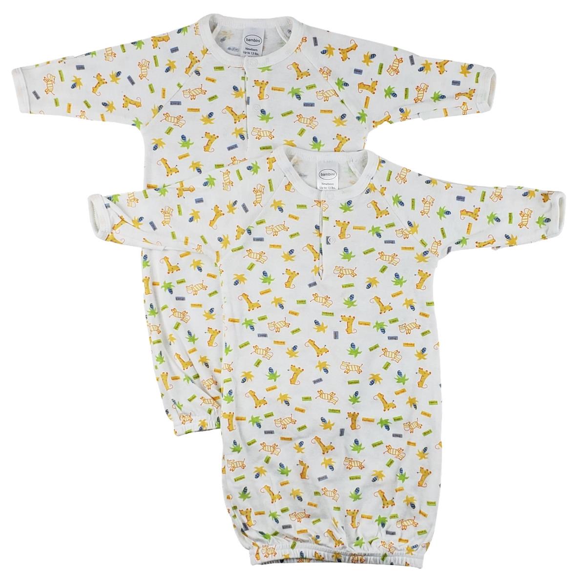 Picture of Bambini CS-0041 Infant Gowns&#44; White & Yellow - Newborn - Pack of 2