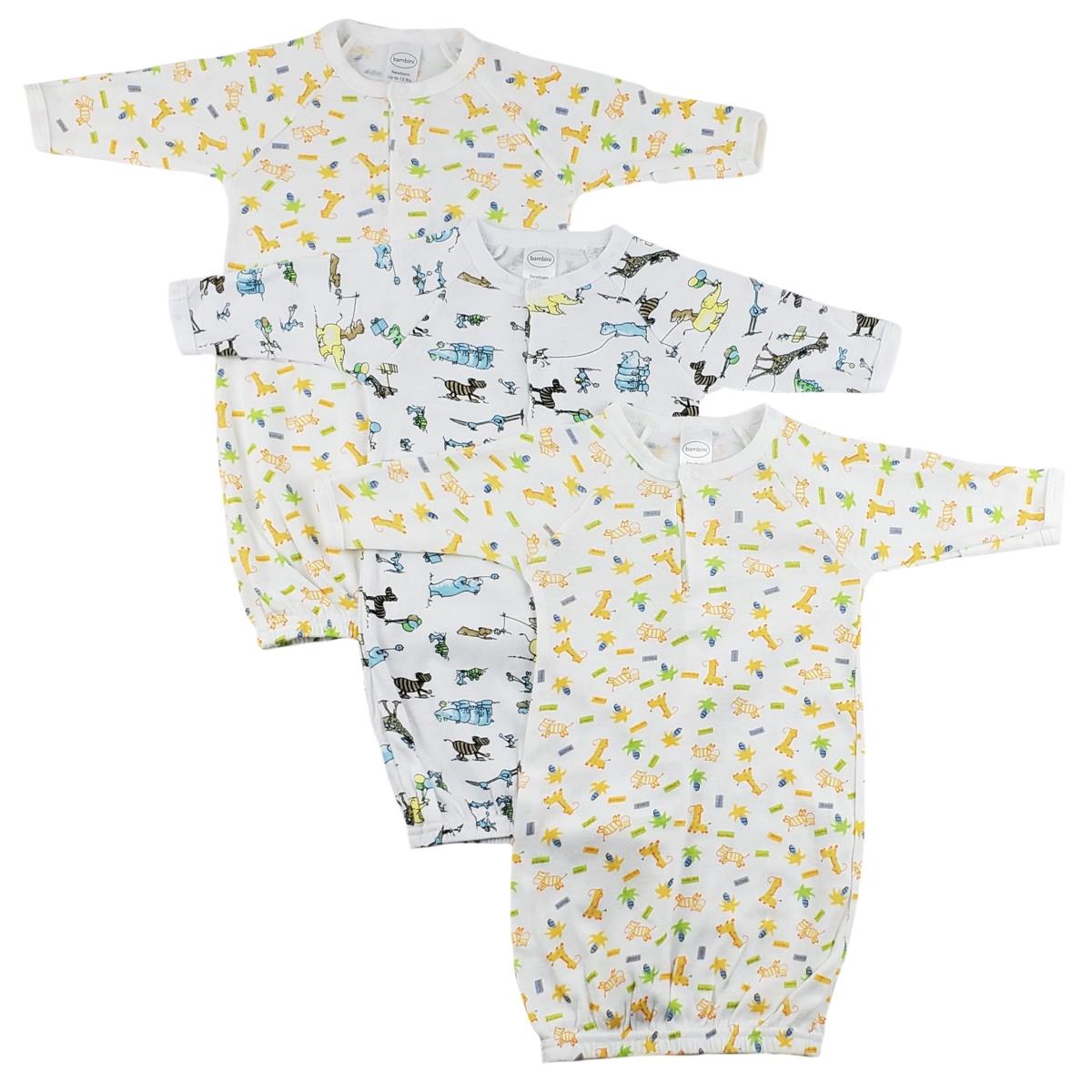 Picture of Bambini CS-0047 Infant Gowns&#44; White & Yellow - Newborn - Pack of 3