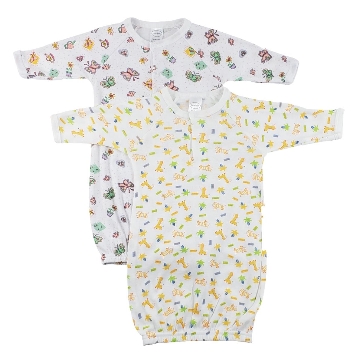Picture of Bambini CS-0048 Infant Gowns&#44; White & Yellow - Newborn - Pack of 2