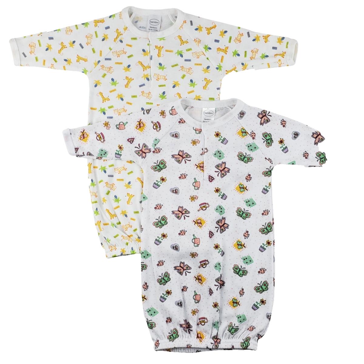 Picture of Bambini CS-0052 Infant Gowns&#44; White & Yellow - Newborn - Pack of 2