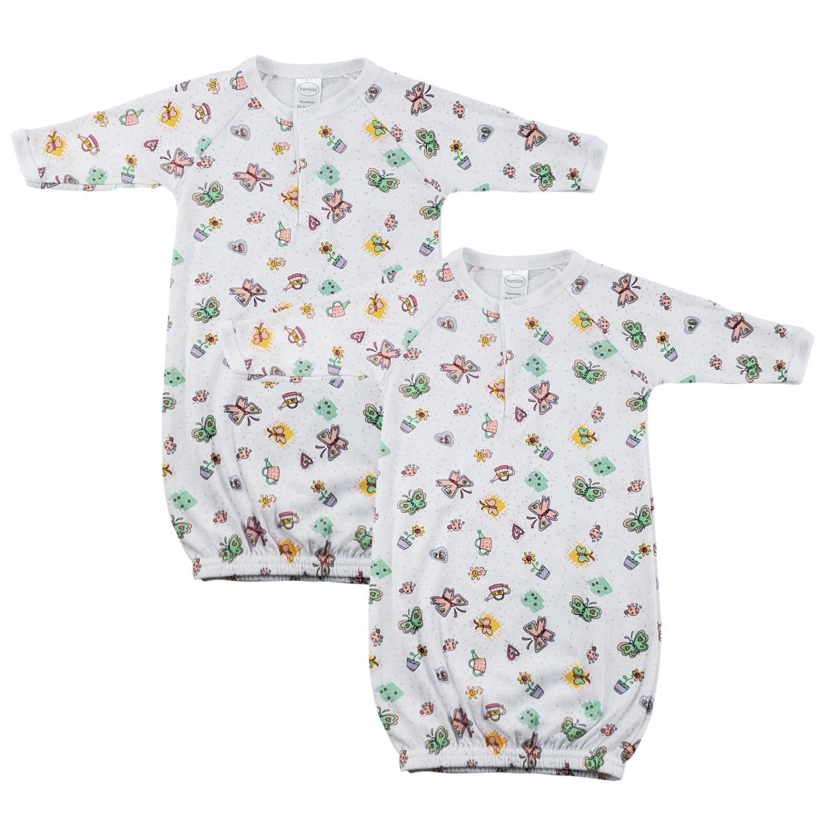 Picture of Bambini CS-0053 Infant Gowns&#44; White & Yellow - Newborn - Pack of 2